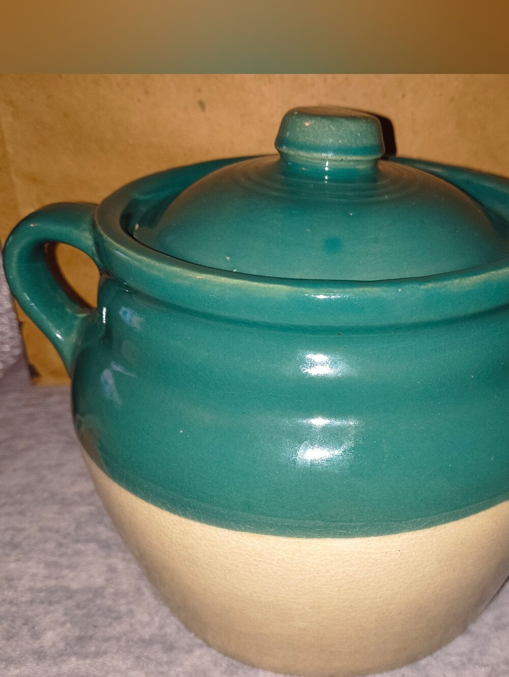 Vintage Two Tone Ceramic Bean Pot